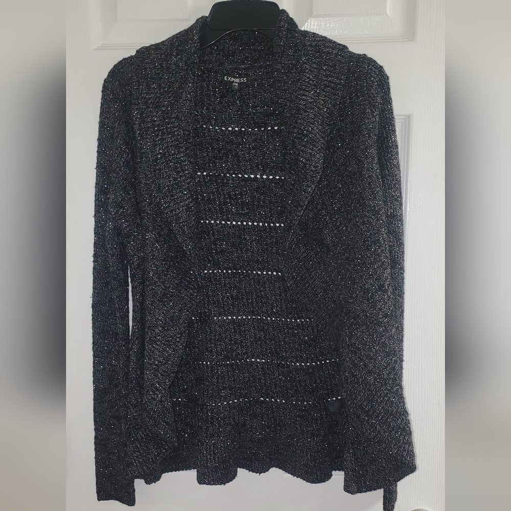 Express Black Open-Knit Cardigan